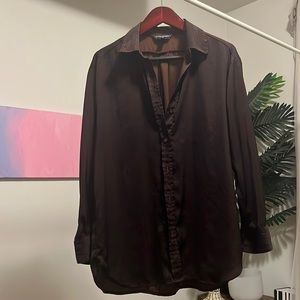 Chocolate brown Zara dress button up top